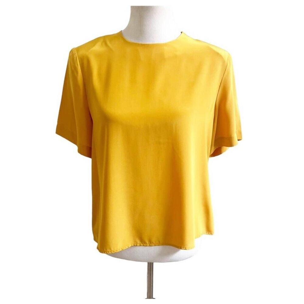 Vintage Anna Kriste Career Blouse Goldenrod Size Medium Petite Boxy